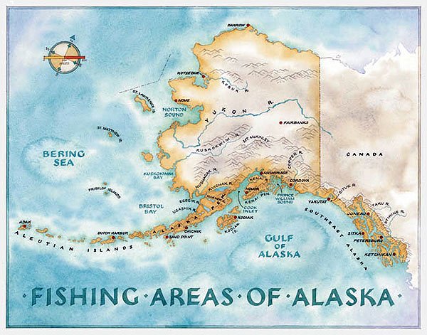 Mapa de Pesca no Alaska